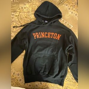Princeton University Black Hoodie Sweatshirt Orange Lettering Size Woman’s Small
